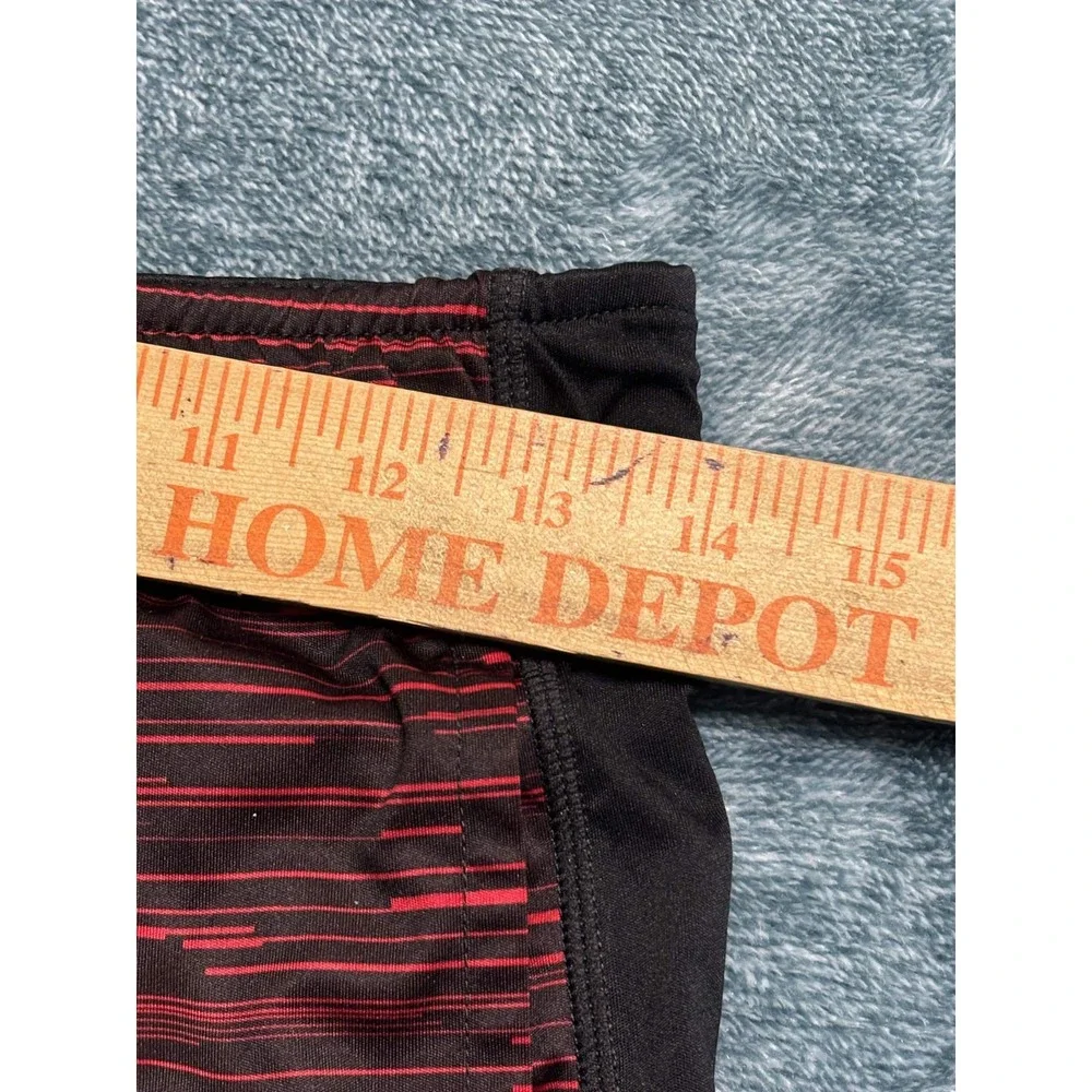 Nike Mens Medium Black Red Stripe Dri-Fit Athletic Shorts Gym Basketball